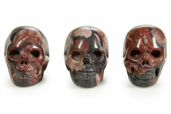 1.5" Polished Red Picture Jasper Skulls - Photo 1